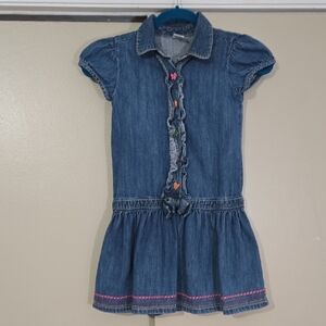 Gymboree Girls Blue Denim Dress with Colorful Butterfly Buttons Size 8
